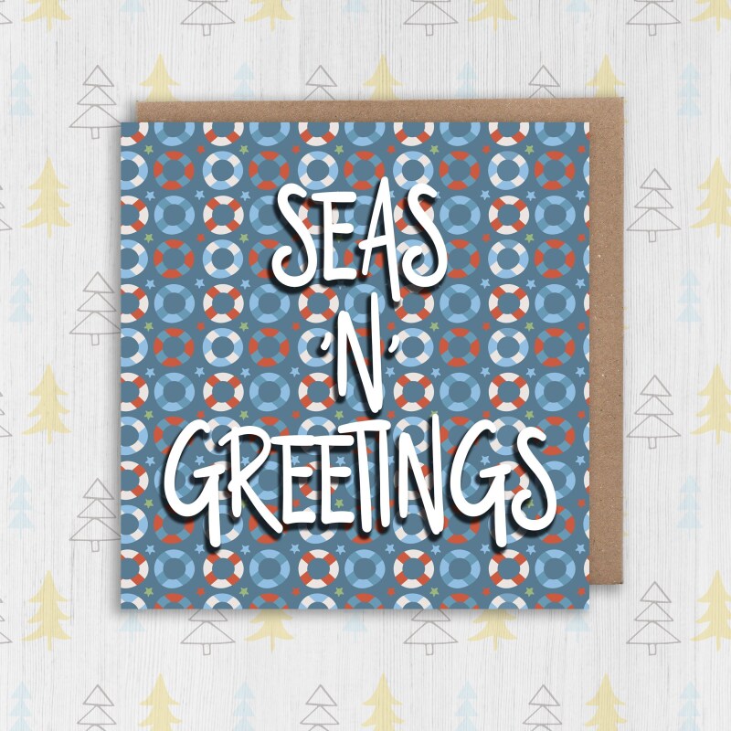 Seas 'n' Greetings sea, boat-themed, cruise liner Christmas, Holidays seasons greetings card (Size A6/A5/A4/Square 6x6") - A6: Single card