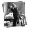 Kissing couple - vintage black and white themed card - 12.6 x 17.7cm and blank inside - made in the UK