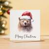 Fun Christmas Card of a Bear Wearing A Santa Hat Whimsical Watercolour Christmas Card For Animal Lover For Him or Her - Square (5.5x5.5) / Blank Inside