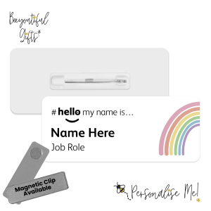 Name Badge - Boho Half Rainbow Hello My Name is... - Design 7