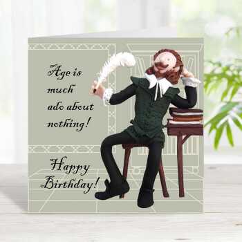 Much ado about nothing, funny Shakespeare birthday card - designed by Erica Sturla - 15cm square and blank inside, made in the UK