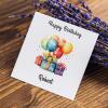 Personalised happy birthday card with balloons and gift boxes, custom name, vibrant colours - Smooth No Message - Kraft Brown