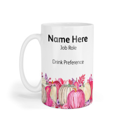Personalised Ceramic Mug - Pink Pumpkin Border