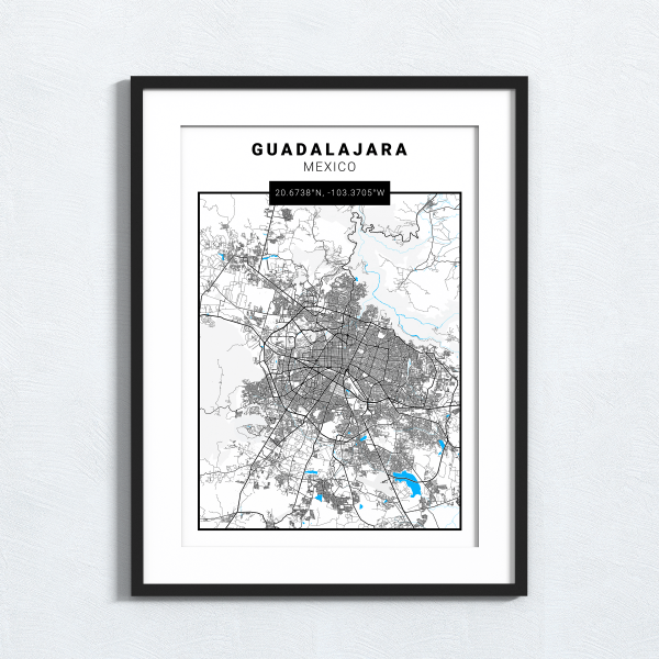 Guadalajara - Mexico - Map Print - A4