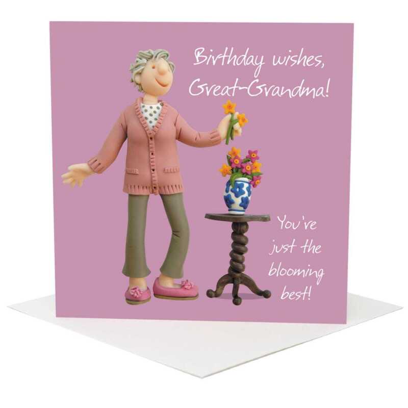 Blooming best Great Grandma birthday card - designed by Erica Sturla - 15cm square and blank inside, made in the UK
