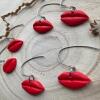 Red Lips Earrings: Handmade Polymer Clay, Surgical Steel Hooks