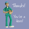 Holy Mackerel Thanks Hero Doctor Greetings Card by Erica Sturla from One Lump or Two occasions range. Card is 15cm square and blank inside for your own message