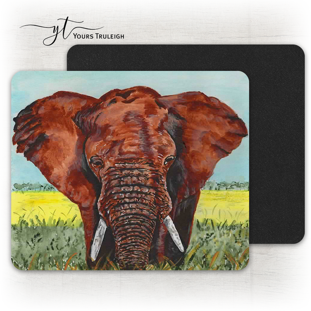 Elephant - Ceramic Mug, Hardboard Coaster & Placemat Set - Elephant