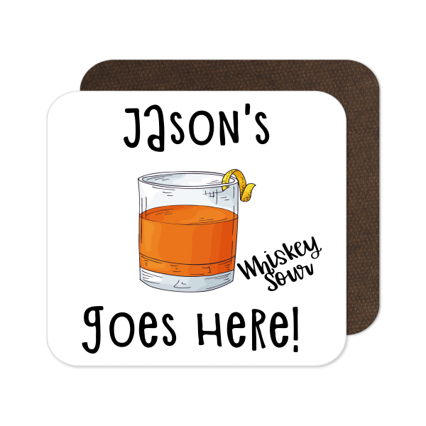 Personalised Cocktail Coaster - Hand Drawn Whiskey Sour