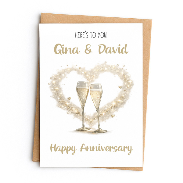 Personalised Anniversary Card - Here's To You - Small (Approx. A6 | 105mm x 148mm | 4.1in x 5.8in) - Standard Smooth Card