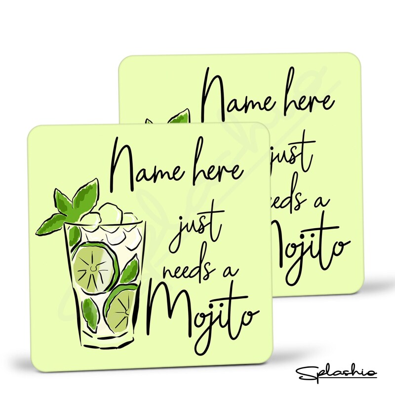 MOJITO Cocktail Personalised Coaster, Cocktail Mojito Coaster, Fathers Day gift, Christmas Coaster, Secret Santa, Birthday Gift, Home Bar. - Single Coaster
