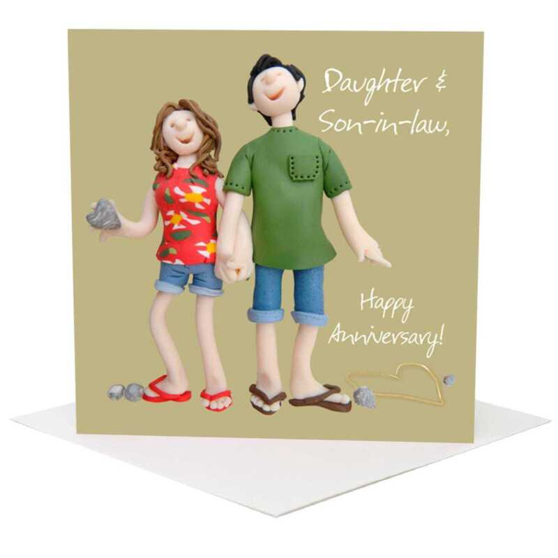 Anniversary card (daughter and son-in-law) - designed by Erica Sturla - 15cm square and blank inside, made in the UK