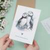 Valentine's Day Card for Her or Him Valentine's Day Card for Wife Valentine's Day Card For Husband Boyfriend or Girlfriend Puffin Card - Portrait (5x7) / Blank Inside