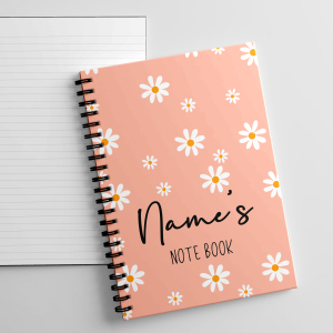 Personalised A5 Notebook - Daisy Background - Peach