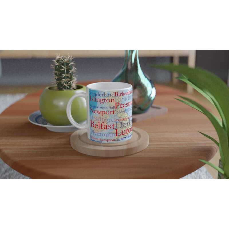 UK Cities Word Mug - Ceramic White