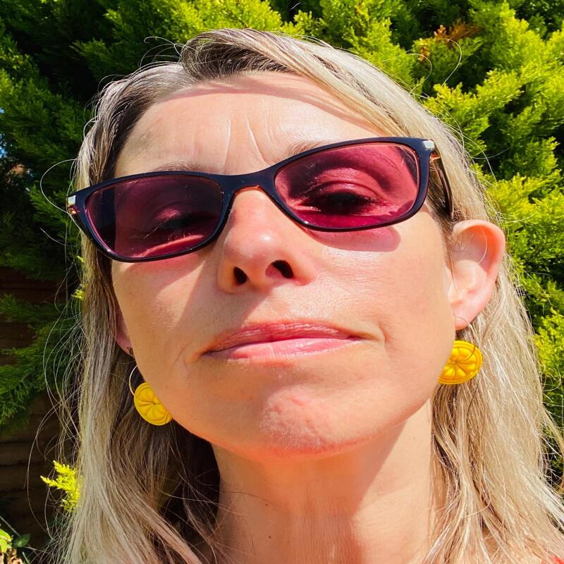 Polymer clay, Lemon Hoop Earrings: Abstract Summer Jewelry - silver