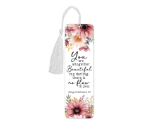 Religious Aluminium Bookmark with Tassel - You Are Beautiful - Tall (Approx. 150mm x 45mm) - Double-Sided Print