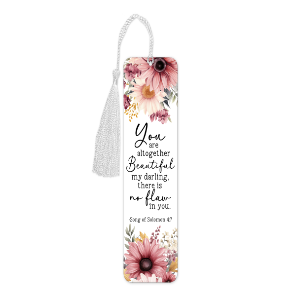 Religious Aluminium Bookmark with Tassel - You Are Beautiful - Tall (Approx. 150mm x 45mm) - Double-Sided Print