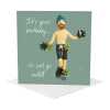 Wild swimming themed birthday card for him - designed by Erica Sturla - 15cm square and blank inside, made in the UK