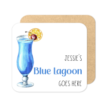 Personalised Blue Lagoon Coaster | Personalised Cocktail Coaster