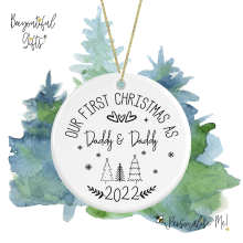 Personalised Ceramic Christmas Tree Decoration - Our First Christmas as Daddy & Daddy