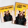I love you honey bear in clothes anniversary card for wife, husband, girlfriend, boyfriend, partner (Animalyser) (Size A6/A5/A4/Square 6x6") - A6: Single card