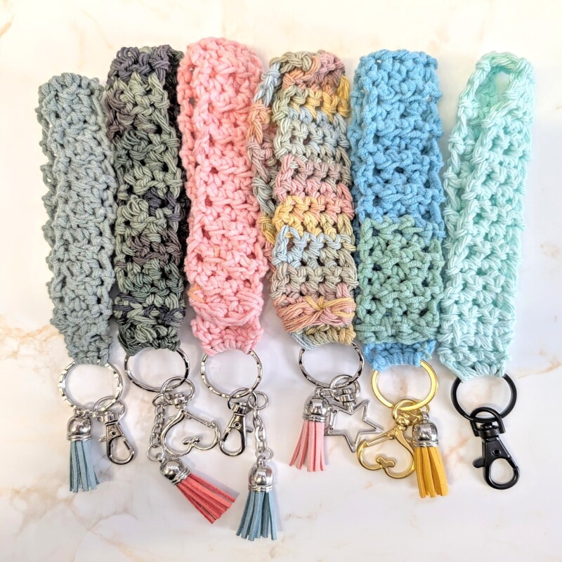 Crocheted wristlets with key chain