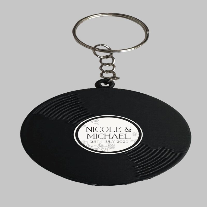 Personalised Vinyl Record Keyring | Custom Song Lyrics, Wedding Gift