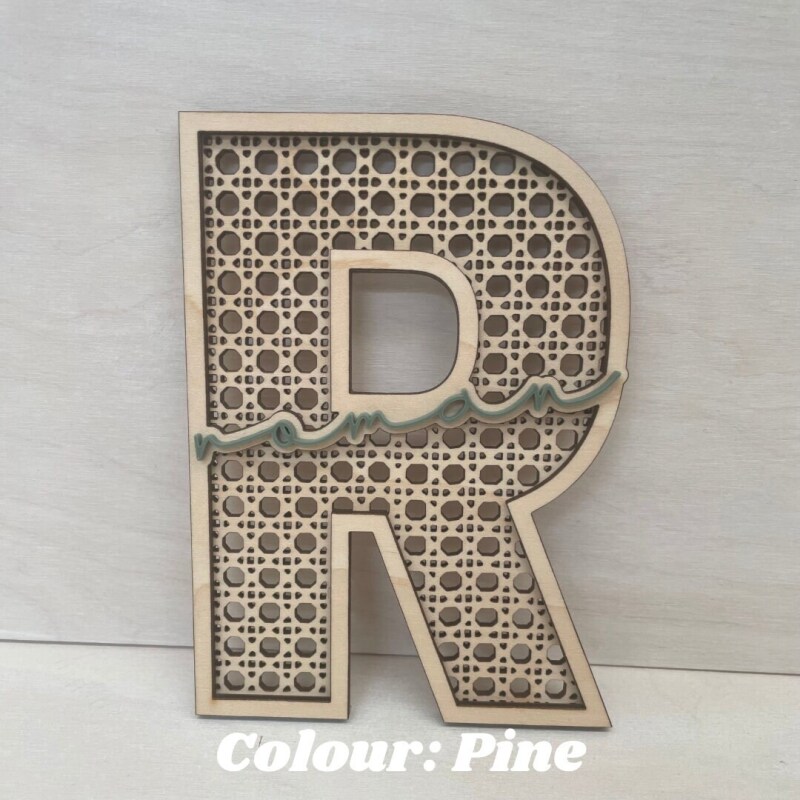 Personalised Wooden Rattan Alphabet with Name / Boho Nursery Decor / Personalised Wall Decor / Scandi Alphabet