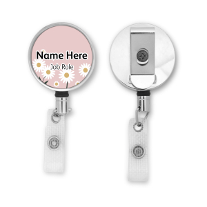 Personalised Metal ID Reel - Pink Daisy Border