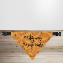 'Witch Way to The Pup-kins' Halloween Dog/Puppy Bandana - Small - 12x17cm (Strap: 25cm - 40cm)