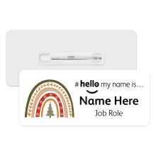 #hello my name is... Name Badge - Boho Christmas Tree Rainbow