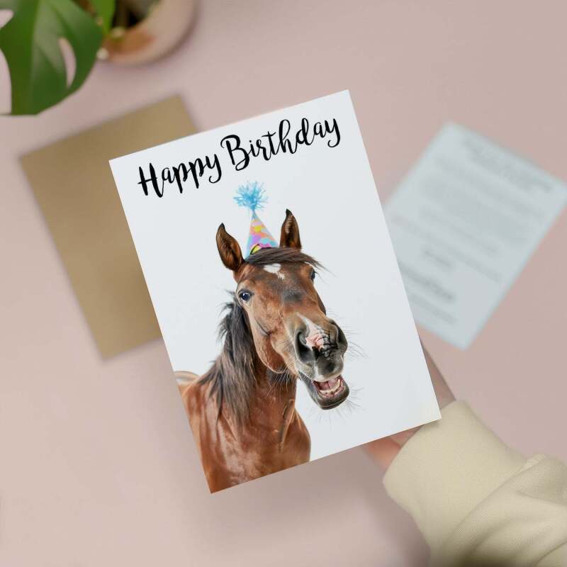 Birthday Card For Horse Lover Card For Pony Owner Birthday Card For Mum or Sister Happy Birthday Card For Friend - Large (5x7) / Blank Message