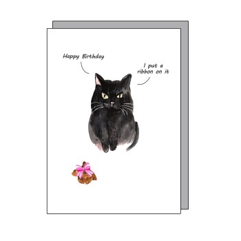 Ribbon on it - funny cat card