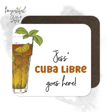 Personalised Drinks Coaster - Hand Drawn Cuba Libre Cocktail