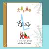 Personalized Grandson Christmas Card: Custom Name, Festive Xmas Card - Blank inside - Regular - Matte