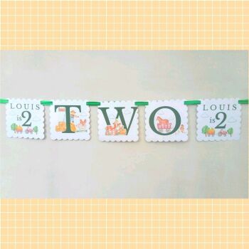 Personalised Farmyard Banner,2nd Birthday Farmyard Party Bunting