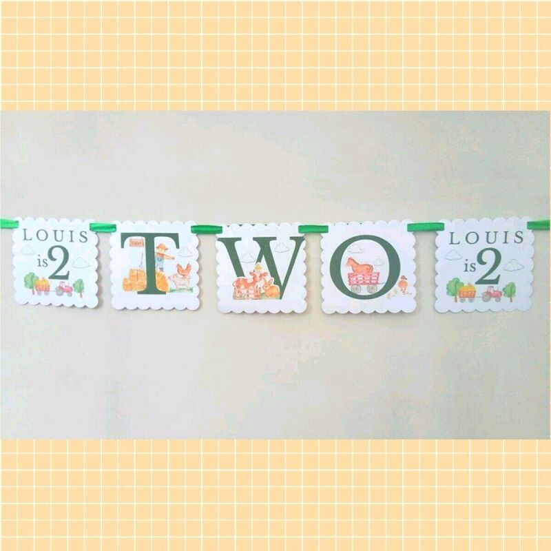 Personalised Farmyard Banner,2nd Birthday Farmyard Party Bunting - 3