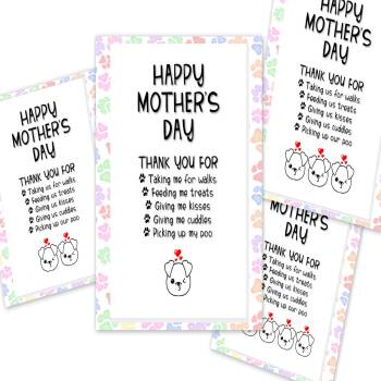 MOTHER'S DAY card from the dog, card from 2 dogs, funny mother's day card, card from the dogs, thank you for everything you do, 3 dogs, 4