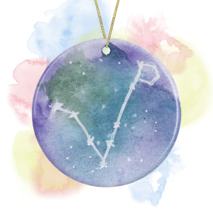 Watercolour Hand Painted Zodiac Sign Round Ceramic Decoration - Pisces