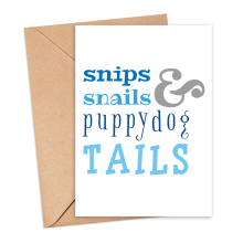 New Baby Card - Snips, Snails & Puppydog Tails - Small (A6)