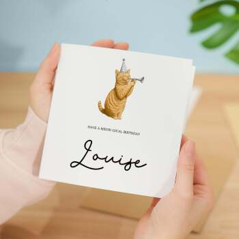 Personalised Birthday Card For Him or Her Ginger Cat Birthday Card Custom Name Birthday Card