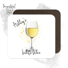 Personalised White Wine Coaster with Splash Effect