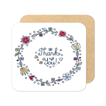 Thank You Coaster - Thank You Rustic Folk Style - Standard Wooden Coaster
