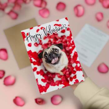 Valentine's Day Card Of A Pug Valentine's Day Card For Her or For Him From The Dog