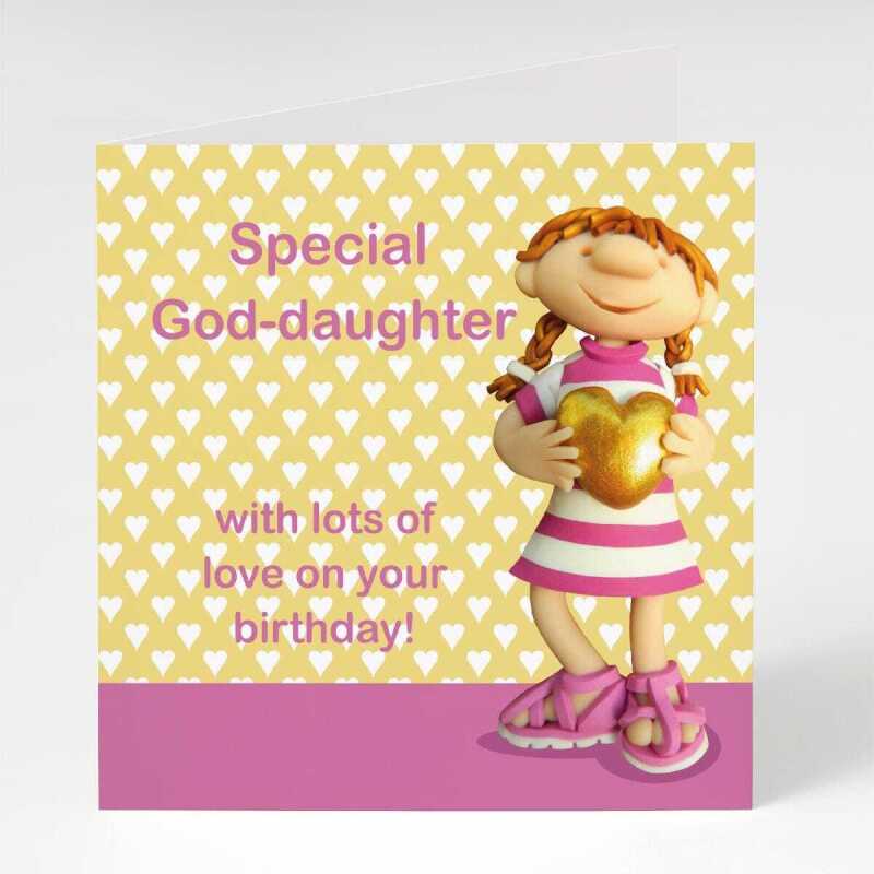 Special Goddaughter birthday card for a little girl - designed by Erica Sturla - 15cm square and blank inside, made in the UK