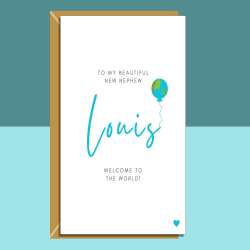 New Nephew Personalised Card - New Baby Customised Card - From Aunt or Uncle