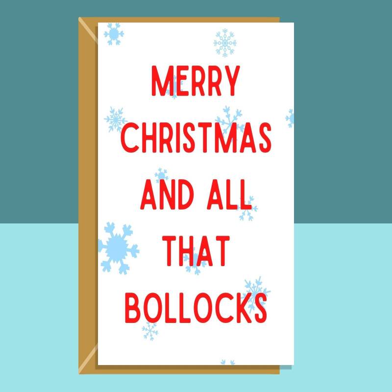 Funny Christmas Card - Merry Christmas - For Him or For Her - Can be Personalised - Ideal for Friend, Family, Colleagues at Xmas - Blank inside - Large