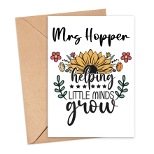 Personalised Thank You Teacher Card - Helping Little Minds Grow - Small (Approx. A6 | 105mm x 148mm | 4.1in x 5.8in) - Standard Smooth Card