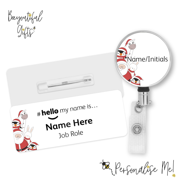 #hello my name is... Name Badge & Metal ID Reel - Cute Christmas Characters